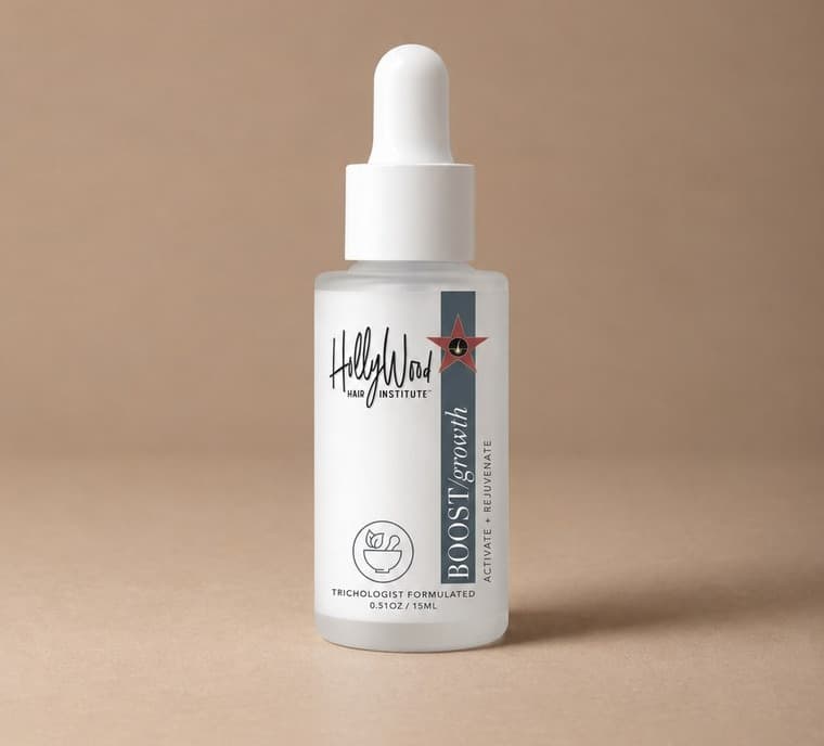 Boost product bottle, Hollywood Hair Institute